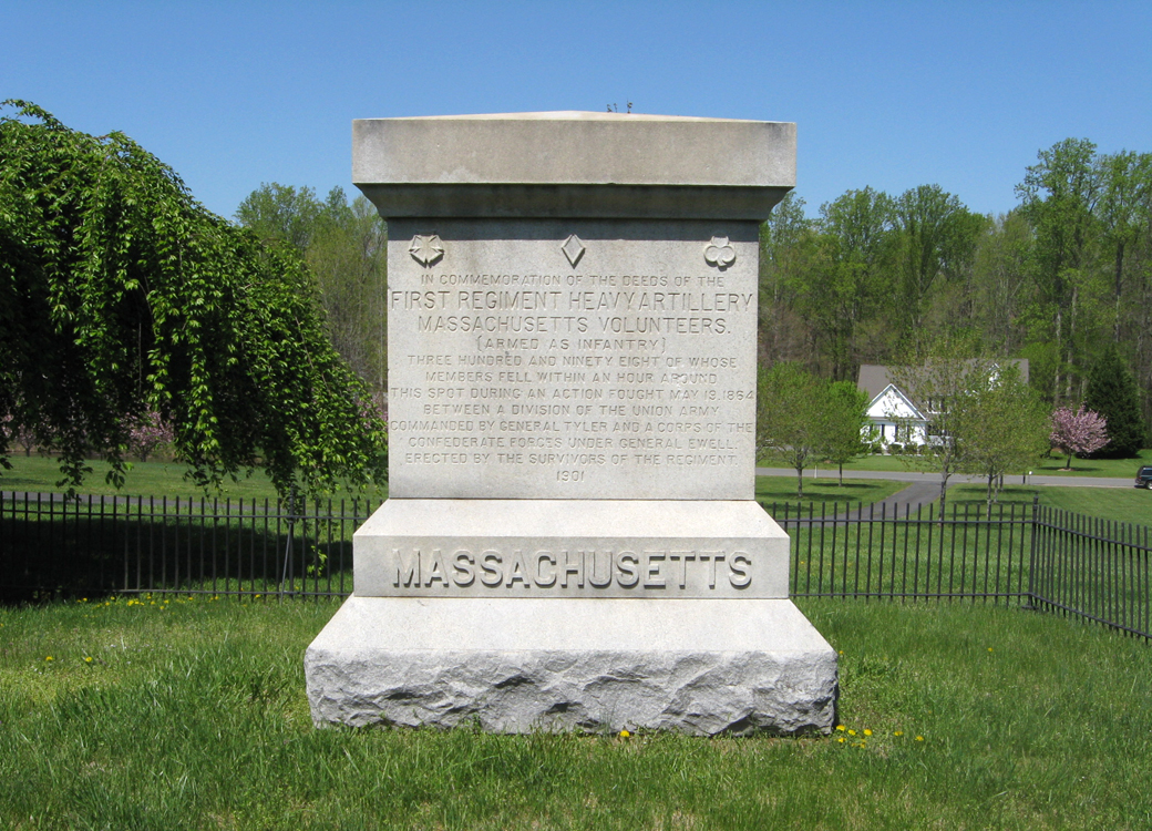 Monument to the First Regiment Massachusetts Heavy Artillery on the Harris Farm battlefield near Fredericksburg, Virginia