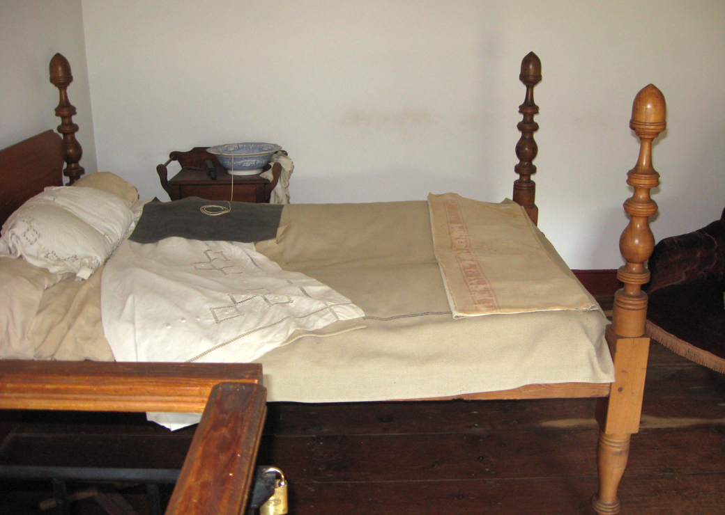 The bed from Jackson's sick room at the Stonewall Jackson Shrine at Guinea Station, Virginia