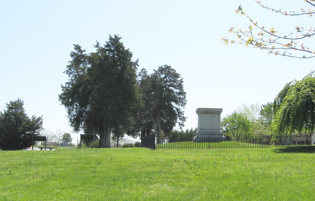 Monument and markers commemorating the Civil War Battle of Harris Farm near Fredericksburg, Virginia