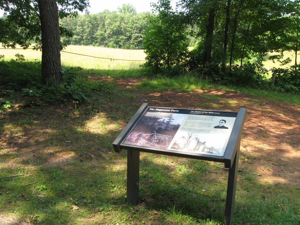 Higgardson Farm wayside marker on the Wilderness Batlefield