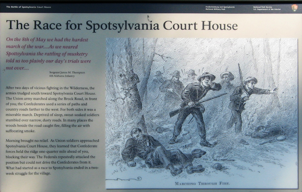 The Race of Spotsylvania Court House wayside marker on the Spotsylvania battlefield