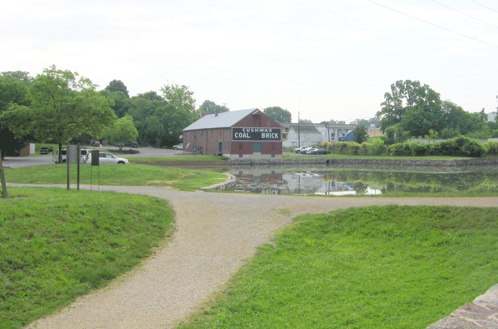 The Cushwa Warehouse and Chesapeake and Ohio Canal basin at Williamsport, Maryland
