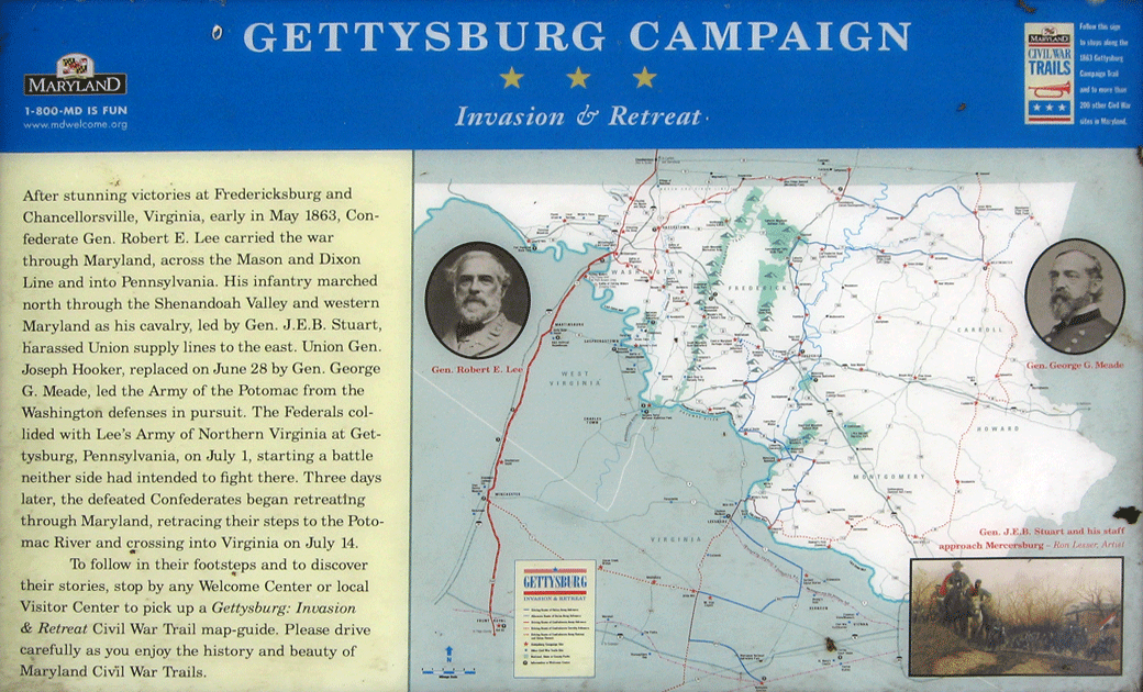 The Gettysburg Campaign - Invasion & Retreat wayside marker at Williamsport, Maryland