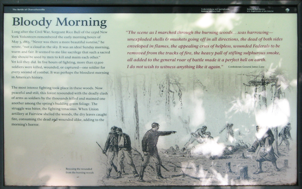 The Bloody Morning wayside marker on the Chancellorsville battlefield