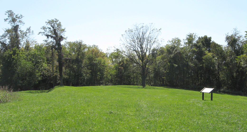The south end of the Union earthworks on Bolivar Heights and the Protecting the Suppline Line wayside marker