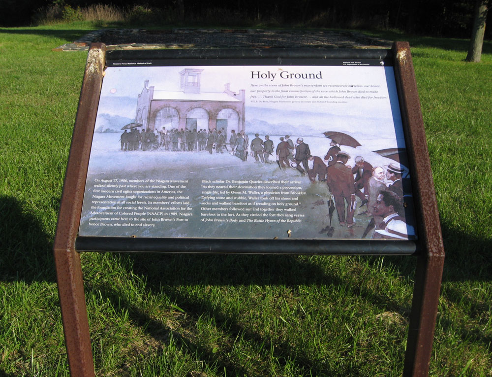 The Holy Ground wayside marker on the Harpers Ferry battlefield