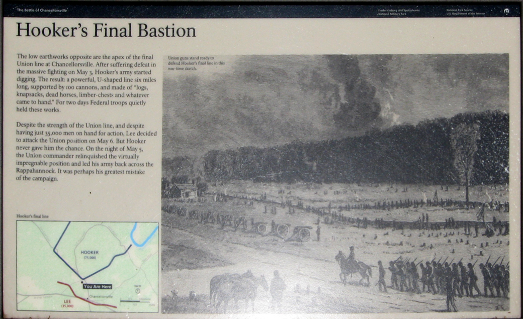 The Hooker's Final Bastion wayside marker on the Chancellorsville battlefield
