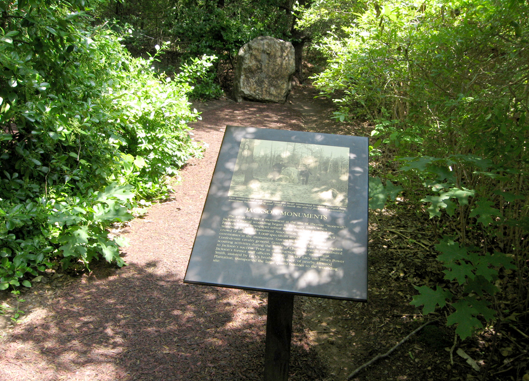 Jackson Monuments tablet near the Jackson Boulder on the Chancellorsville battlefield