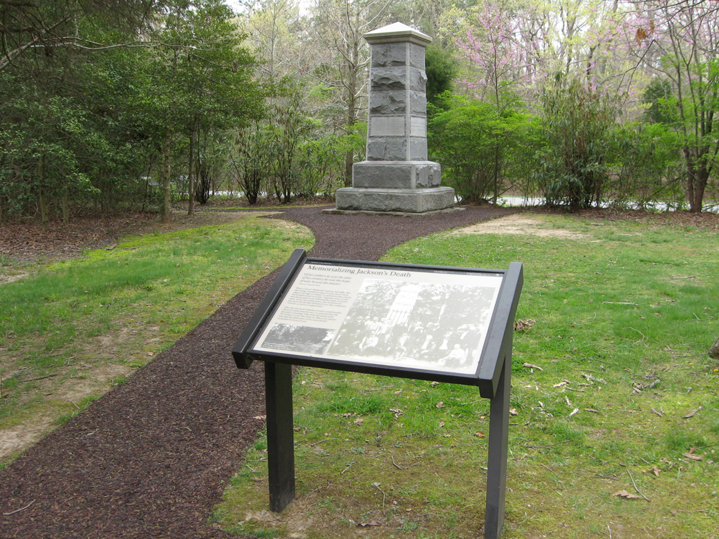The Memorializing Jackson wayside marker on the Chancellorsville battlefield