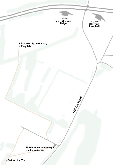 Map of the South Schoolhouse area of the Harpers Ferry battlefield