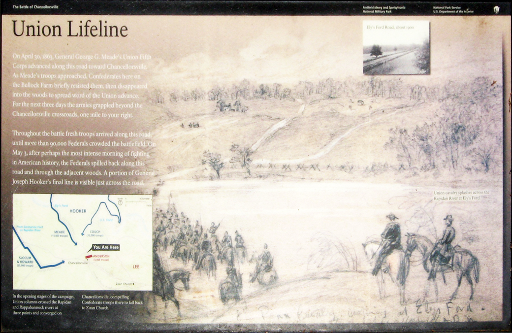 The Union Lifeline wayside marker on the Chancellorsville battlefield