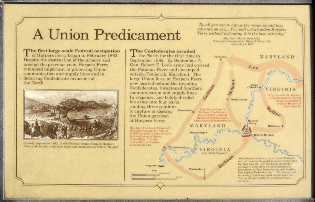 Closeup of the 'A Union Predicament' wayside marker