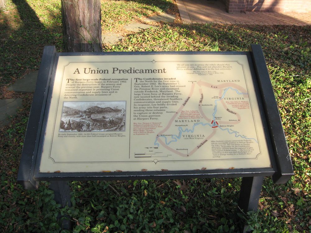 The 'A Union Predicament' wayside marker at the Harpers Ferry Visitor Center