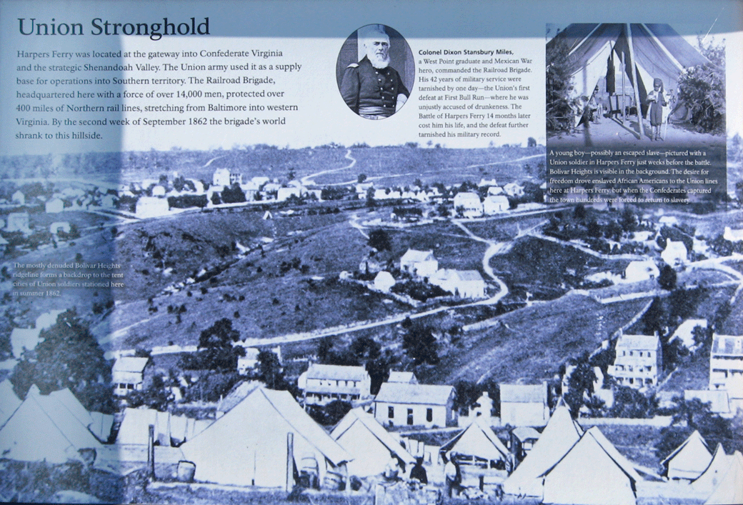 The Union Stronghold wayside marker on the Harpers Ferry battlefield