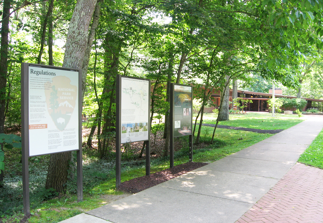 Orientation markers outside the Chancellorsville Battlefield Visitor Center