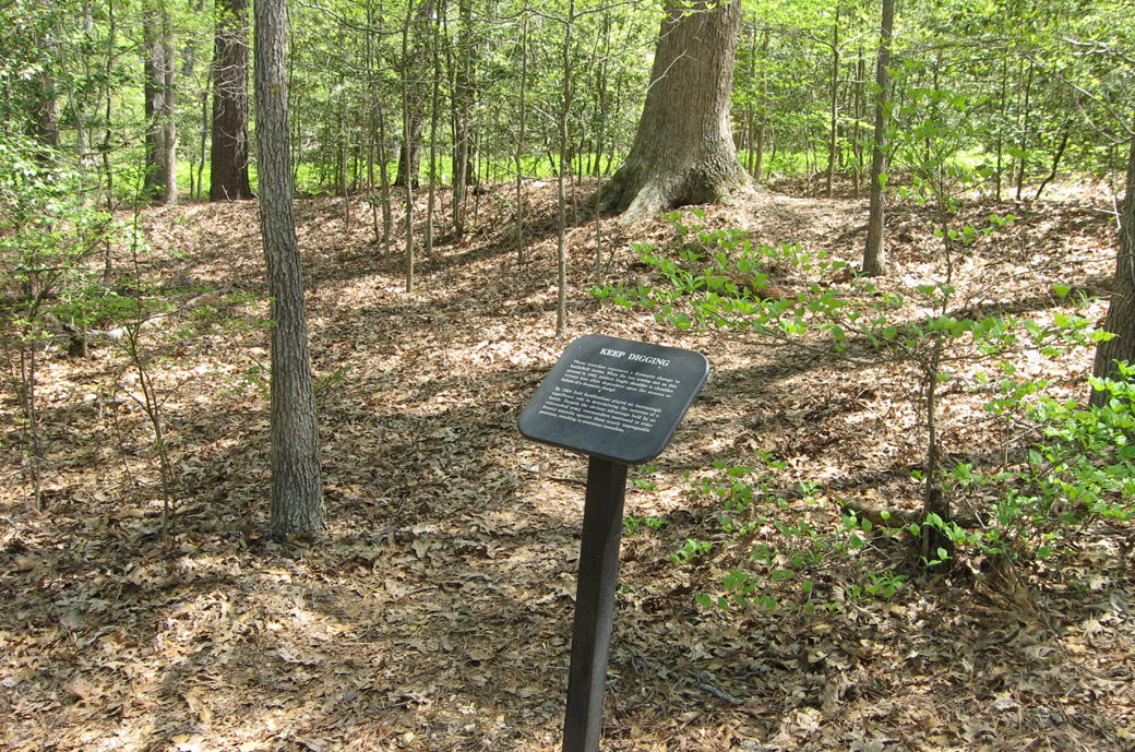 Keep Digging trailside marker on the Cold Harbor battlefield outside Richmond, Virginia