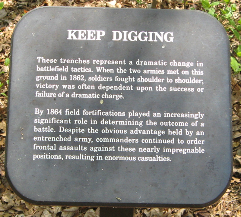 Keep Digging trailside marker on the Cold Harbor battlefield outside Richmond, Virginia