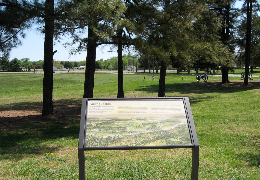 The "Killing Fields " wayside marker on the Cold Harbor battlefield