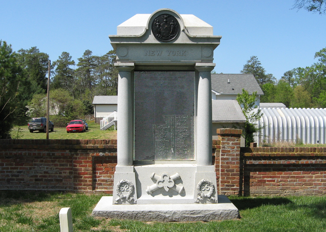 Monument to the 8th New York Heavy Artillery in the Cold Harbor National cemetery outside Richmond, Virginia
