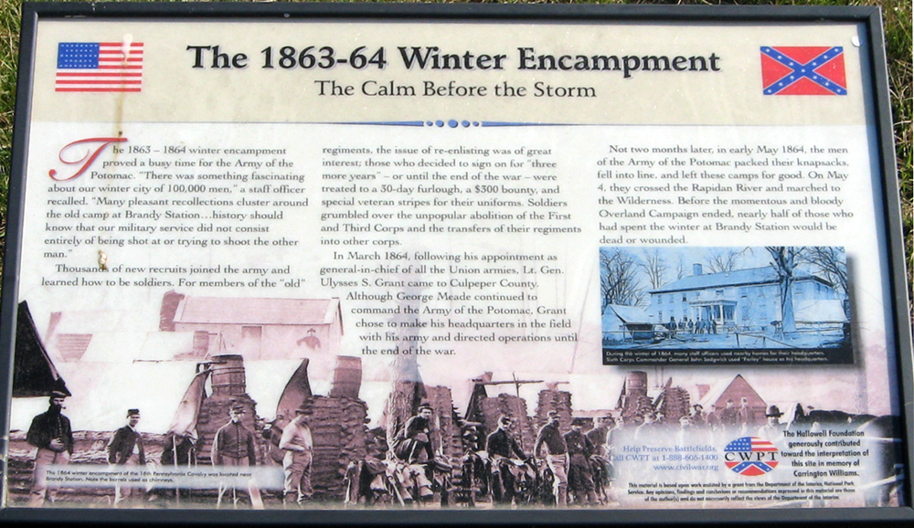 Closeup of the Calm Before the Storm wayside marker on the Brandy Station battlefield