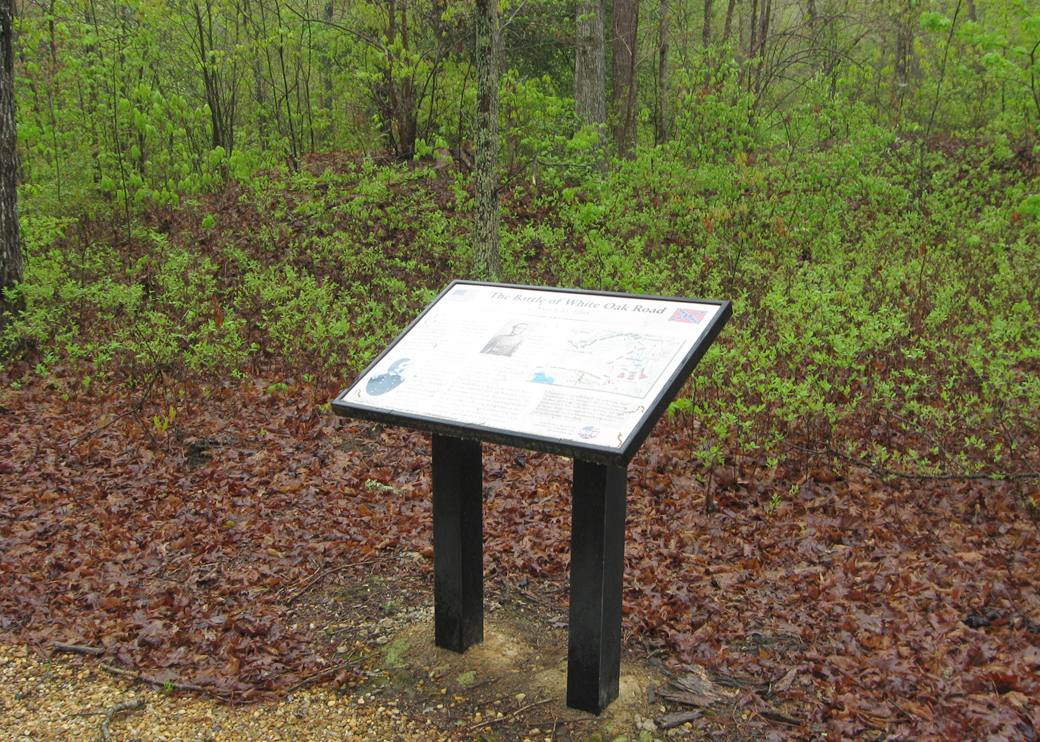 'March 31, 1865' wayside marker on the White Oak Road battlefield outside Petersburg, Virginia