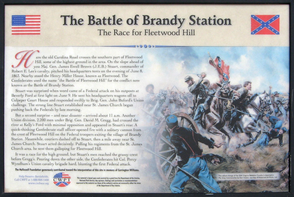 The Race for Fleetwood Hill wayside marker on the Brandy Station battlefield