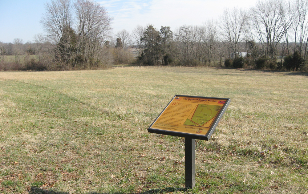 Marker at the start of the St. James Walking Tour on the Brandy Station battlefield outside Culpeper, Virginia