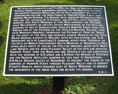 First and last in a series of six War Department markers describing the 1862 Battle of Turner's Pass (or Turner's Gap) on South Mountain
