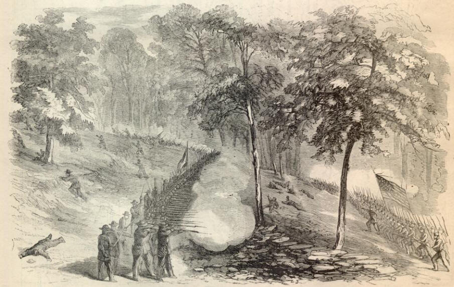 Alfred Waud's drawing of the fighting at Crampton's Gap on South Mountain