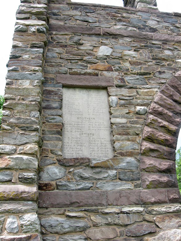 Detail from the rear of the War Correspondents Memorial Arch at Crampton's Gap on the South Mountain battlefield