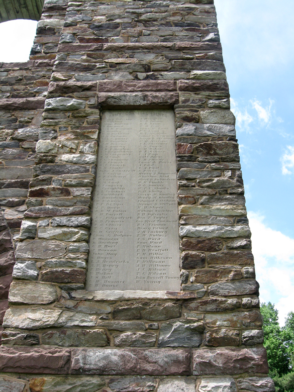 Detail from the side of the War Correspondents Memorial Arch at Crampton's Gap on the South Mountain battlefield