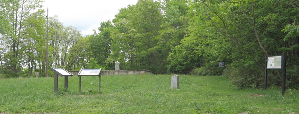 Monuments and historical markers at Fox's Gap on the South Mountain battlefield