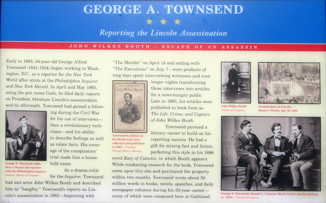 George A. Townsend wayside marker at Crampton's Gap on the South Mountain battlefield