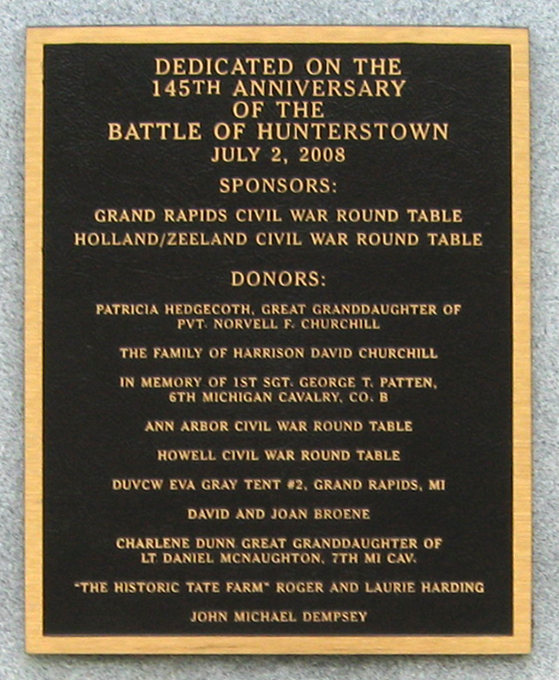 Monument to Union Brigadier General George A. Custer and his Michigan Cavalry Brigade in Hunterstown, Pennsylvania