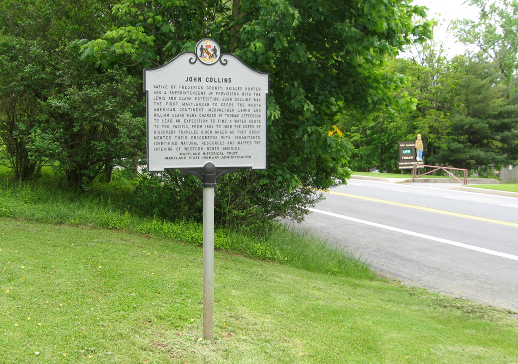 John Collins historical marker at Turner's Gap on South Mountain, Maryland