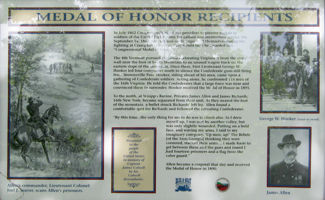 Medal of Honor Recipients wayside marker at crampon's Gap on the South Mountain battleifled