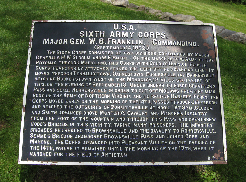 Fourth of a series of four War Department markers at Crampton's Gap on the South Mountain battlefield