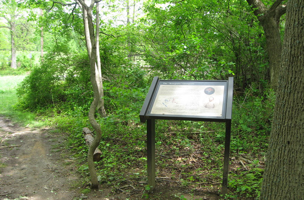 The "Wiregrass" Georgians wayside marker at Fox's Gap on the South Mountain battlefield