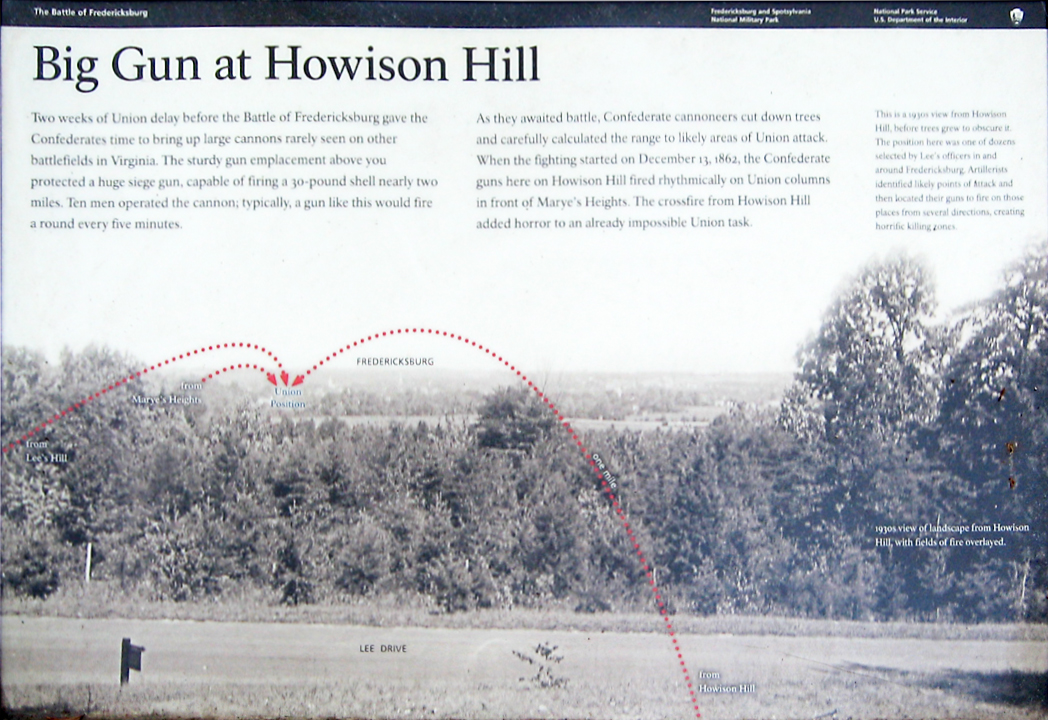 Big Gun At Howison Hill wayside marker on the Fredericksburg battlefield