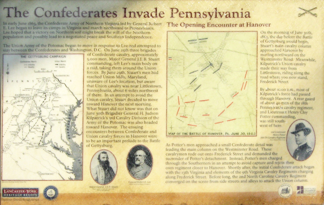 Confederates Invade Pennsylvania wayside marker in Hanover, Pennsylvania