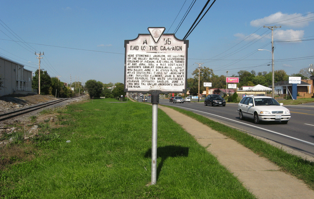 The "End of the Campaign A35" Virginia historical marker is in Harrisonburg, Virginia.