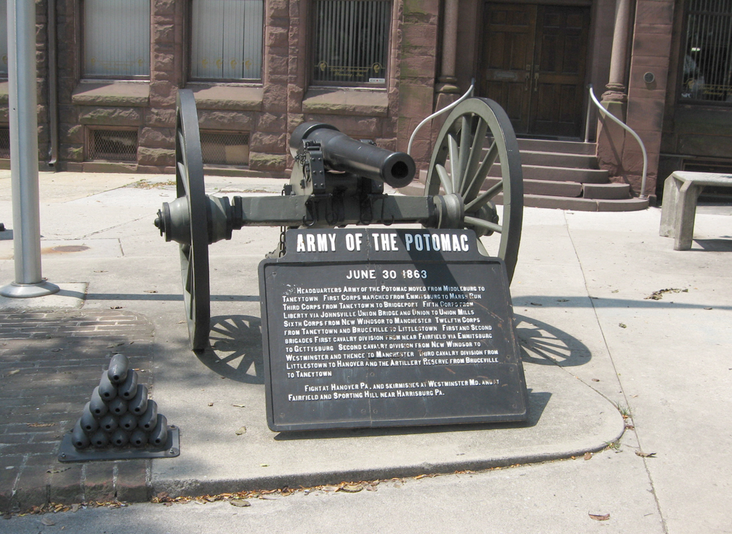 War Department marker for the movements of the Army of the Potomac during the Gettysburg campaign