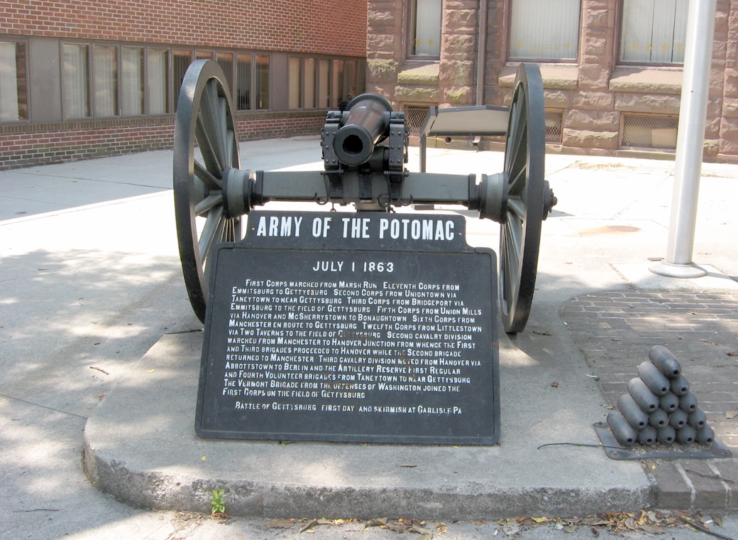 War Department marker for the movements of the Army of the Potomac during the Gettysburg campaign