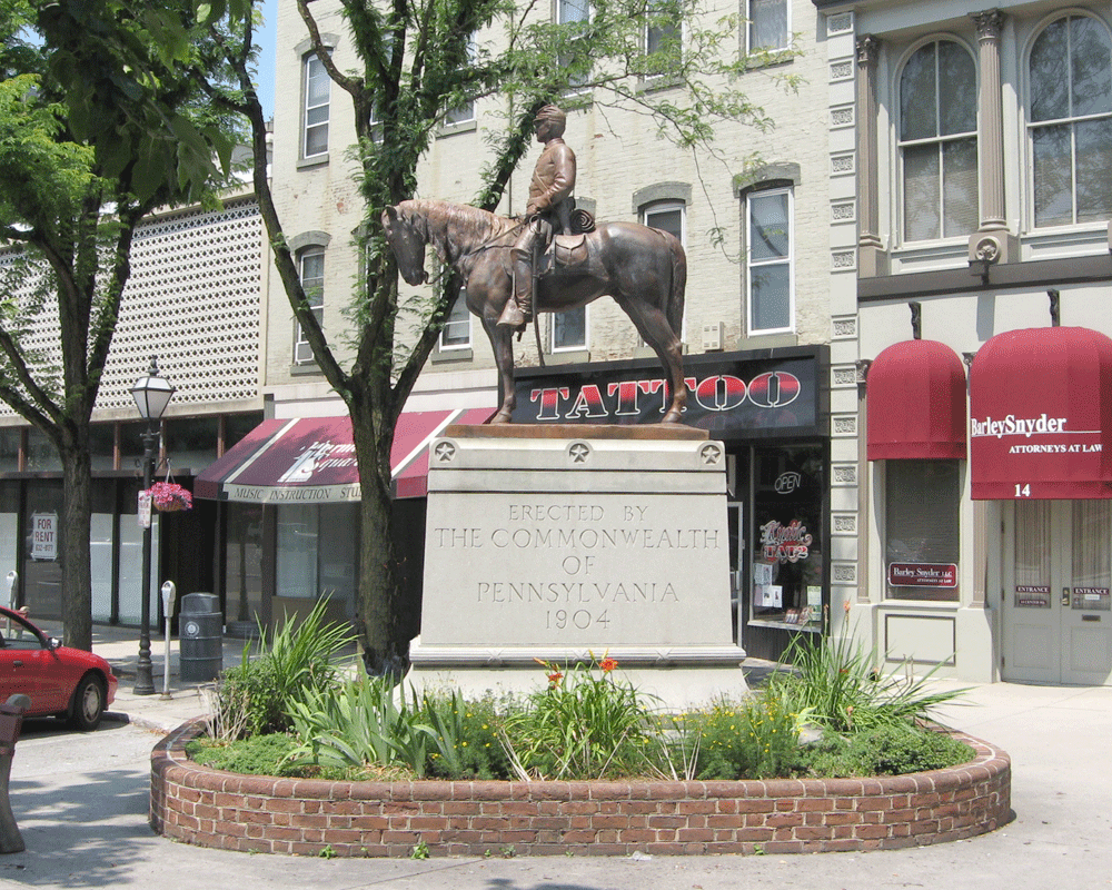 Battle of Hanover monument in the Center Square of Hanover, Pennsylvania