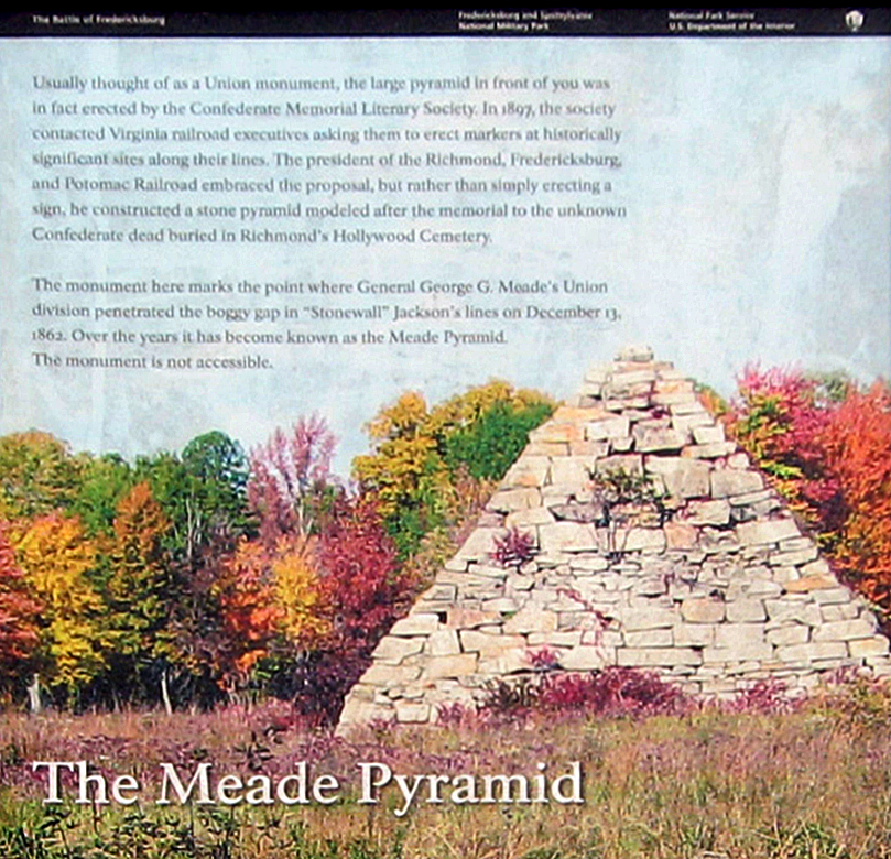 Closeup of the Meade Pyramid wayside marker at Fredericksburg