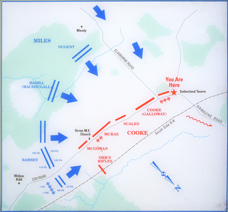 Map of the Battle of Sutherland Station from the wayside marker outside Petersburg, Virginia