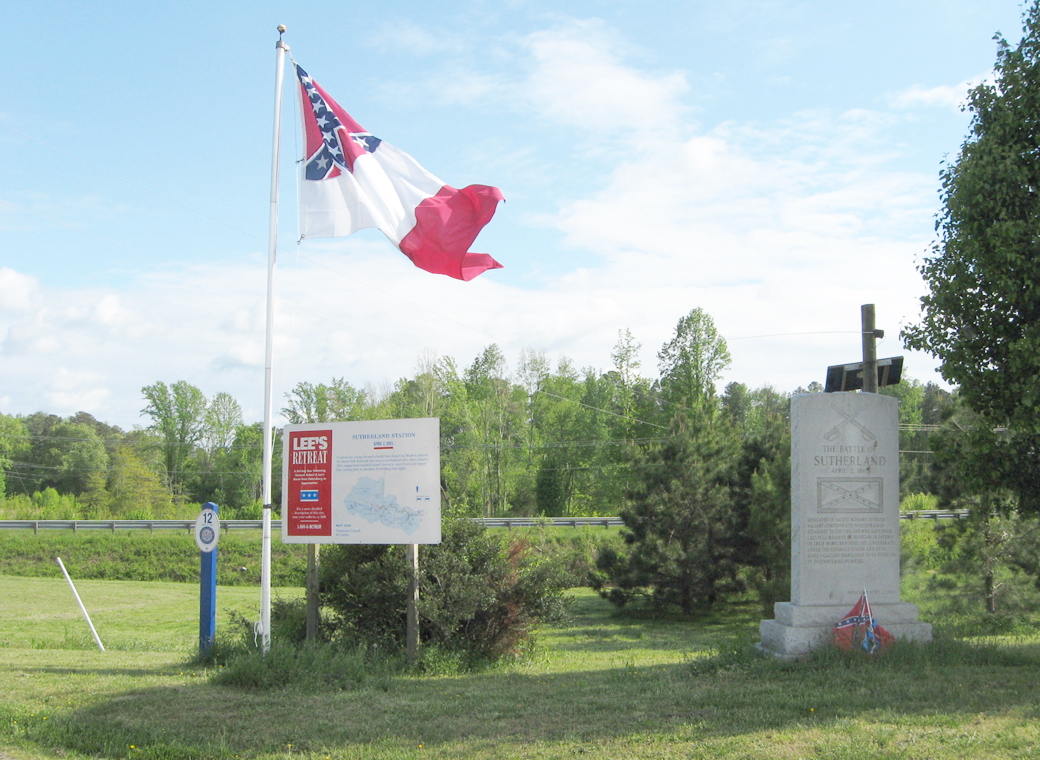 Civil War Monuments and markers at Sutherland, Virginia