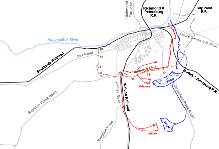 Map of the strategic situation at Petersburg on June 15-18, 1864