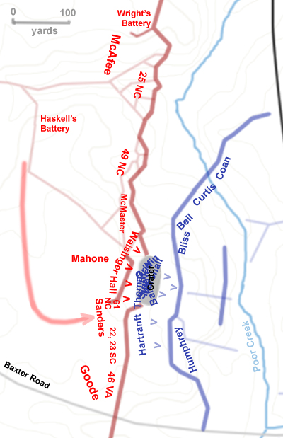 Battle of the Crater situation map - noon