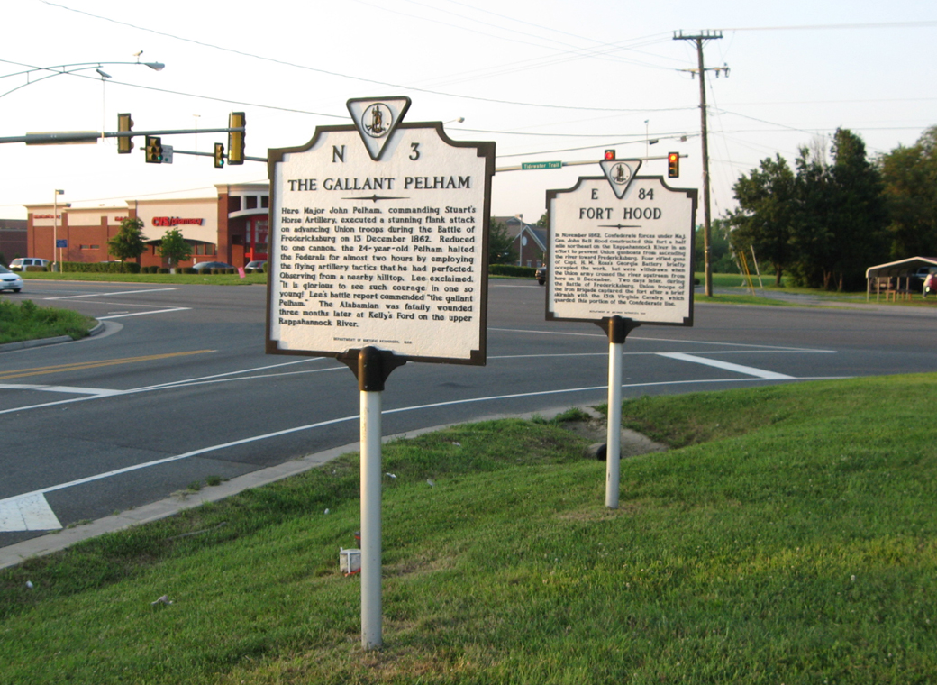 The Gallant Pelham and Fort Hood Virginia historical markers